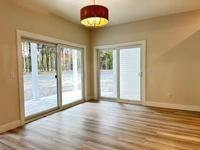 doorway to outside featuring light wood-type flooring