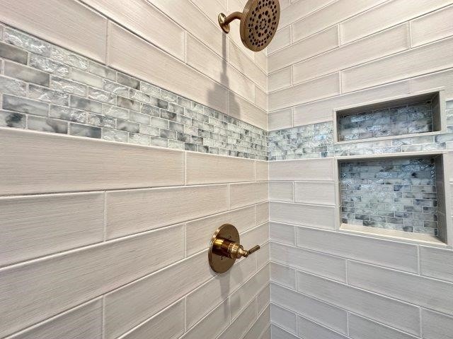 details with tiled shower