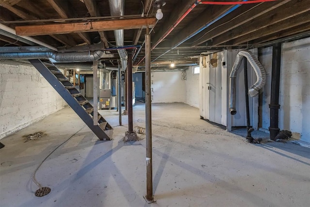 basement with heating unit