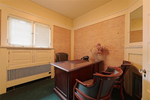 office featuring radiator heating unit