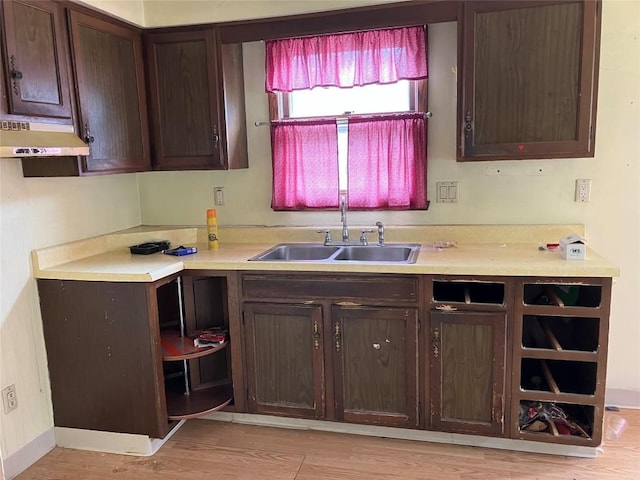 4015 Longview Ave, Erie, PA 16510 - kitchen featuring under cabinet range hood, dark brown cabinetry, and light wood finished floors