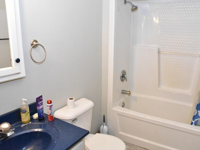 full bathroom featuring shower / bath combo, a sink, and toilet