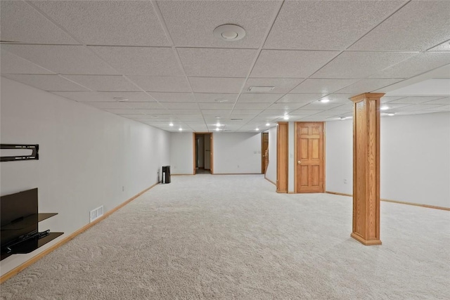 basement with carpet floors