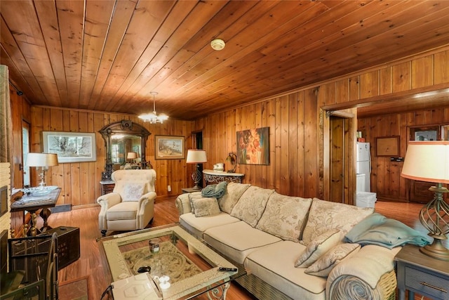 6750 W Ridge Rd, Fairview, PA 16415 - living area featuring wooden ceiling, wooden walls, and wood finished floors