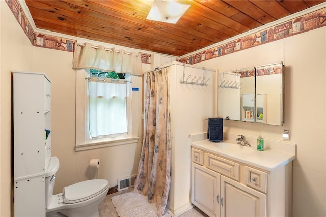 6750 W Ridge Rd, Fairview, PA 16415 - bathroom with wood ceiling, vanity, and a stall shower