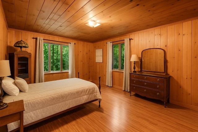 6750 W Ridge Rd, Fairview, PA 16415 - bedroom with multiple windows, wood walls, wood finished floors, and wooden ceiling