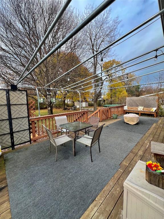 view of patio featuring a wooden deck