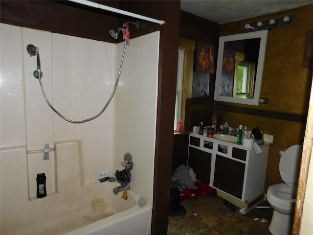 841 E 23rd St, Erie, PA 16503 - bathroom featuring vanity, shower / bathtub combination, and toilet