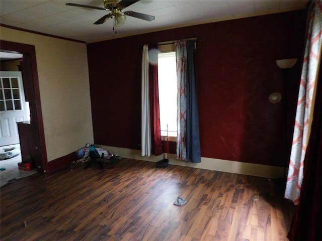 841 E 23rd St, Erie, PA 16503 - empty room with wood finished floors, ceiling fan, and ornamental molding