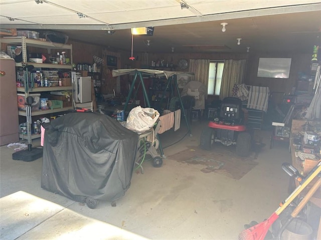 garage with a garage door opener