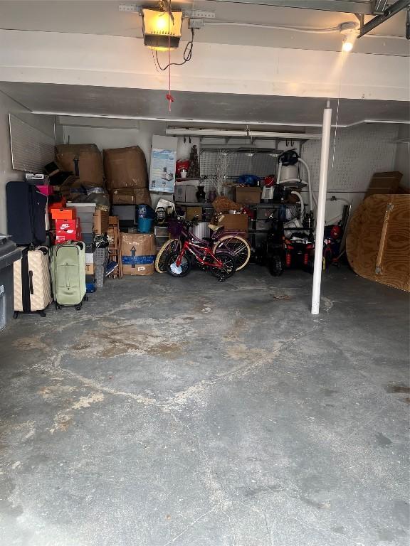 garage with a garage door opener