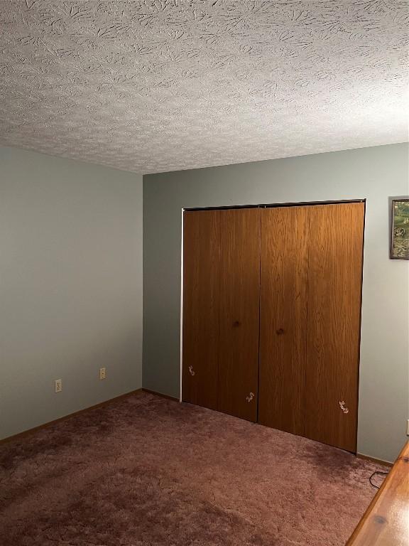 6915 Snodgrass Rd, Jamestown, PA 16134 - unfurnished bedroom with carpet floors, a closet, and a textured ceiling
