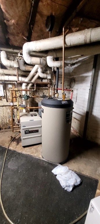 utility room with water heater