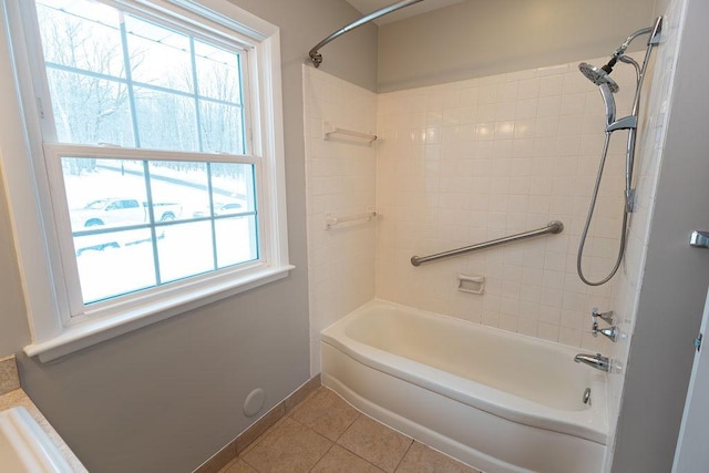 full bathroom with  shower combination and tile patterned flooring