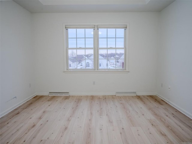 empty room with light hardwood / wood-style flooring