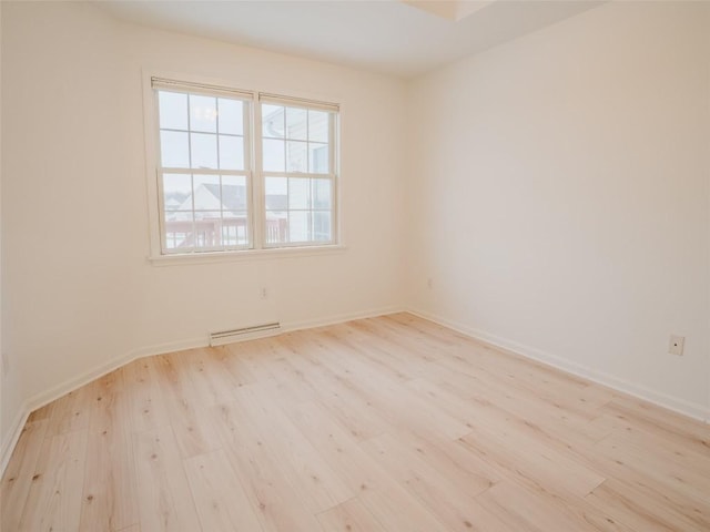 unfurnished room with light hardwood / wood-style floors