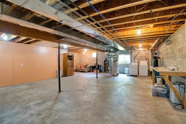 13151 Water Ext, Edinboro, PA 16412 - below grade area with washing machine and dryer and heating unit