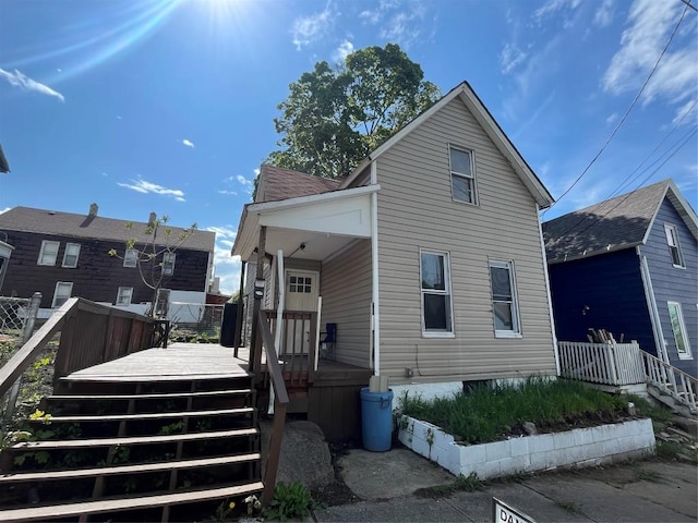 2022 Cottage St, Erie, PA 16503 - back of house featuring stairs and a wooden deck