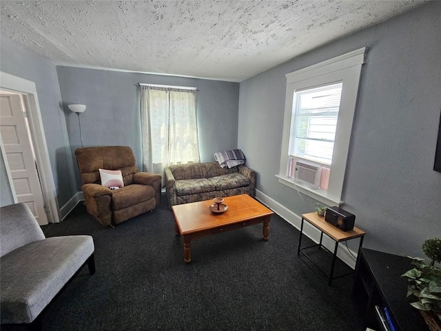 520 E 2nd St, Erie, PA 16507 - living area with a textured ceiling, carpet floors, and cooling unit