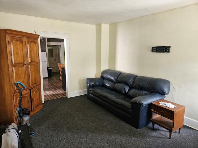 520 E 2nd St, Erie, PA 16507 - living room with dark carpet and baseboards