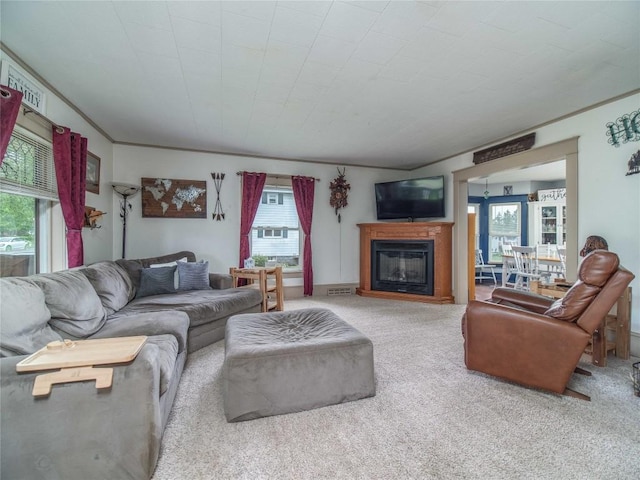 817 E Main St, Corry, PA 16407 - carpeted living room featuring a glass covered fireplace