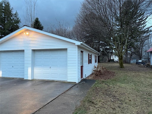 view of detached garage