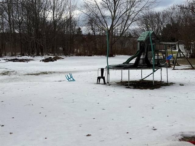 view of snow covered playground