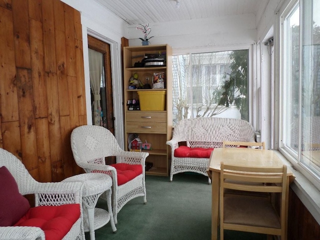 living area with carpet floors