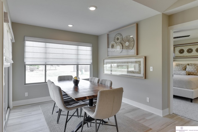 dining room with light wood-type flooring