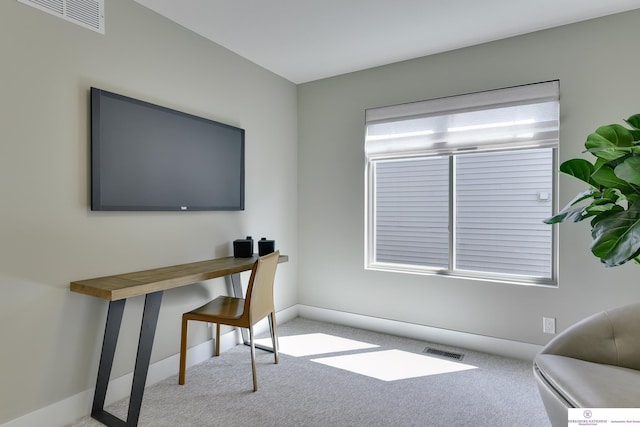 view of carpeted office space