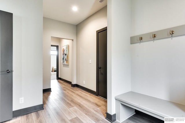 mudroom featuring light hardwood / wood-style floors