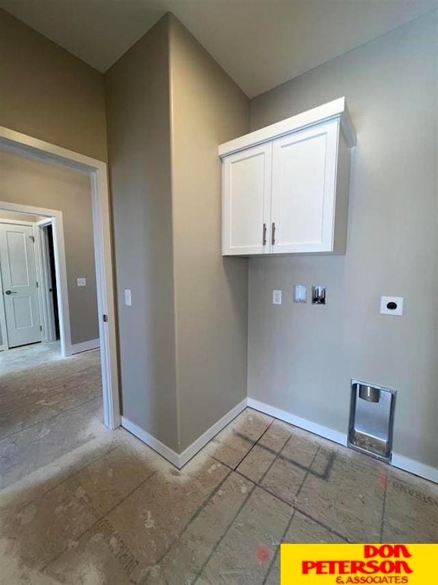 laundry room featuring washer hookup, hookup for an electric dryer, and cabinets