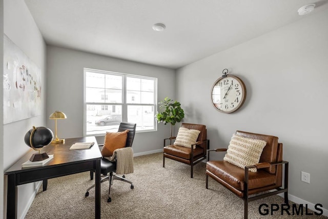 view of carpeted home office