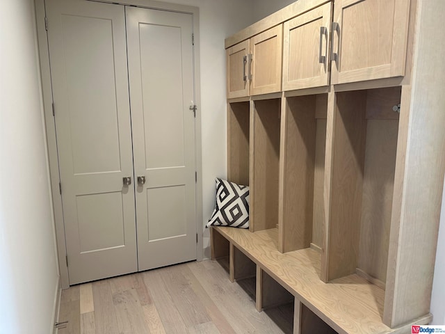 mudroom featuring light hardwood / wood-style flooring