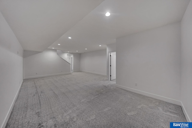 basement with carpet floors