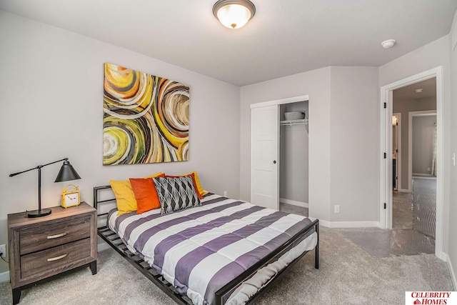 carpeted bedroom featuring a closet