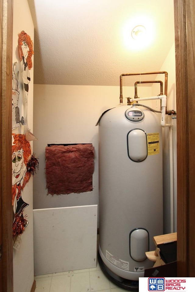 utility room with water heater