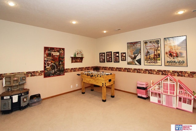 playroom featuring carpet floors