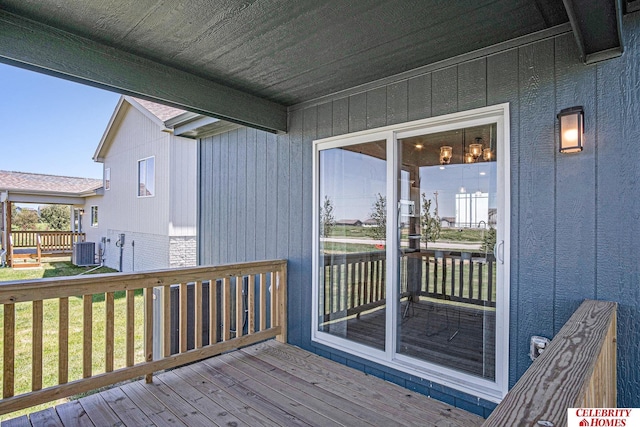 wooden terrace with cooling unit