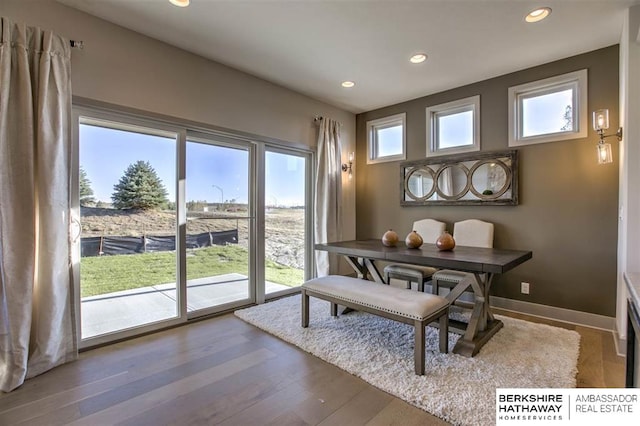 dining area with hardwood / wood-style floors