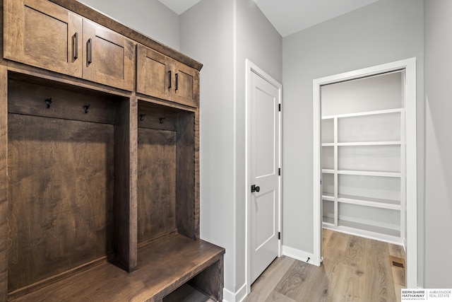 mudroom with light wood-type flooring