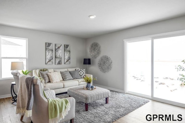 living room featuring light hardwood / wood-style flooring