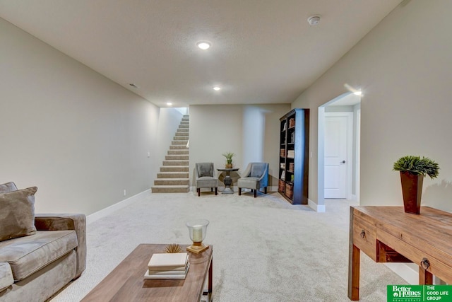 living room with carpet floors