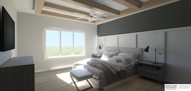 22742 Sanctuary Ridge Dr, Elkhorn, NE 68022 - bedroom featuring light hardwood / wood-style floors and beamed ceiling