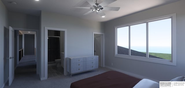 22742 Sanctuary Ridge Dr, Elkhorn, NE 68022 - unfurnished bedroom with a water view, carpet flooring, and ceiling fan