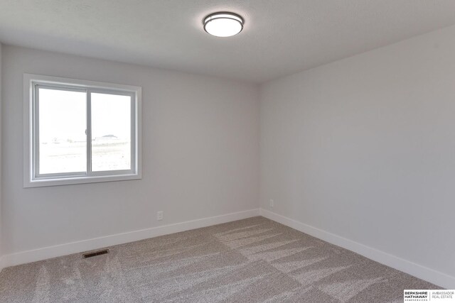 unfurnished room with light colored carpet