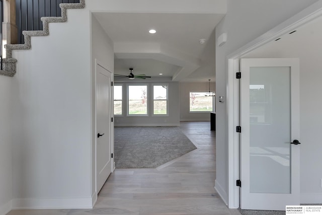 hall featuring light wood-type flooring