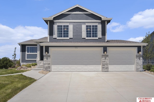 view of front of house with a garage