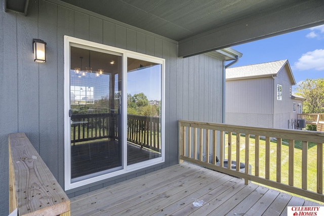 wooden terrace with central air condition unit