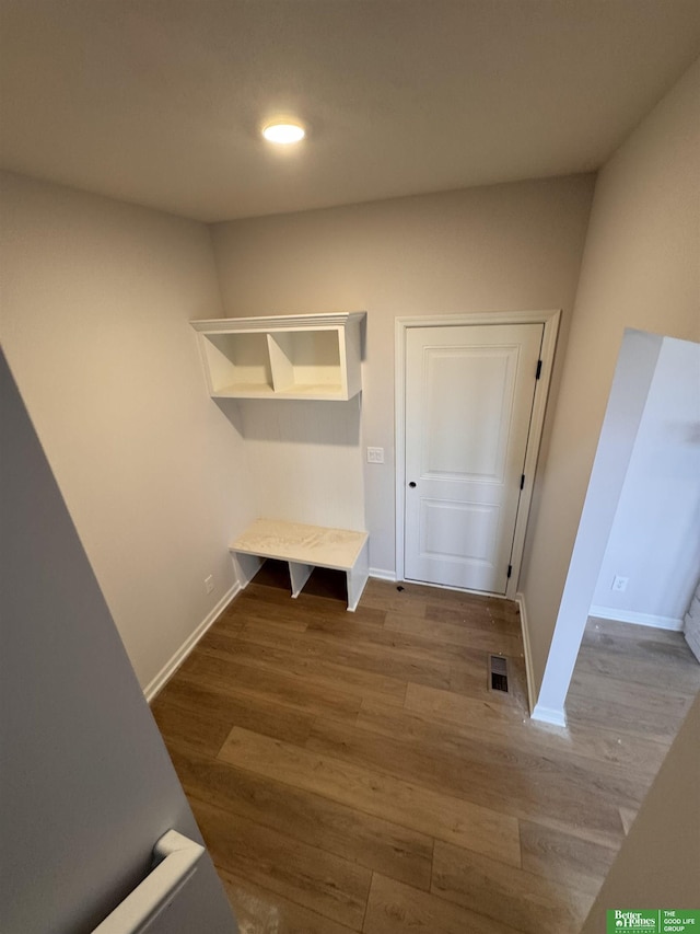 mudroom featuring wood-type flooring